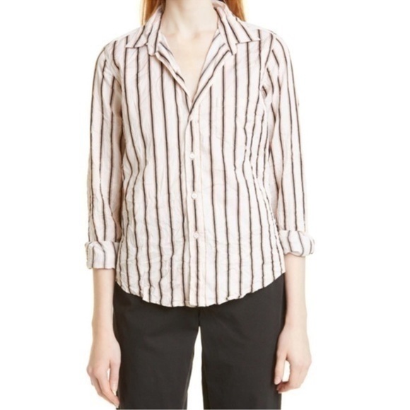 Frank & Eileen - The Barry Button Down Shirt in cream with camel stripe - Picture 6 of 15